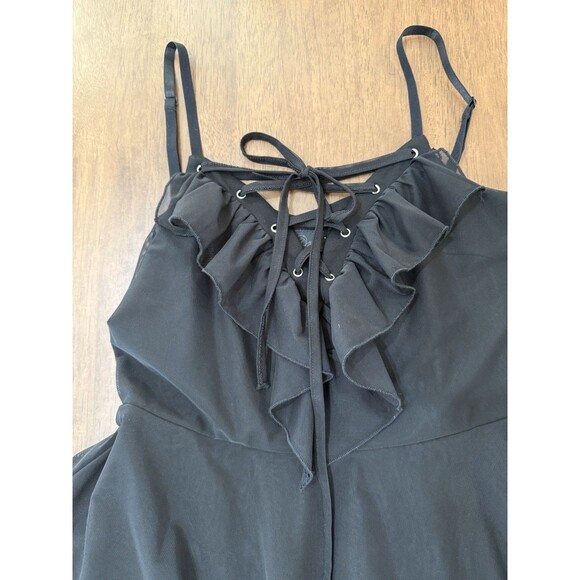 Killstar Gothic Witchy Corset Lace Up Ruffle Handkerchief Hem Black Midi Dress M - Picture 11 of 13